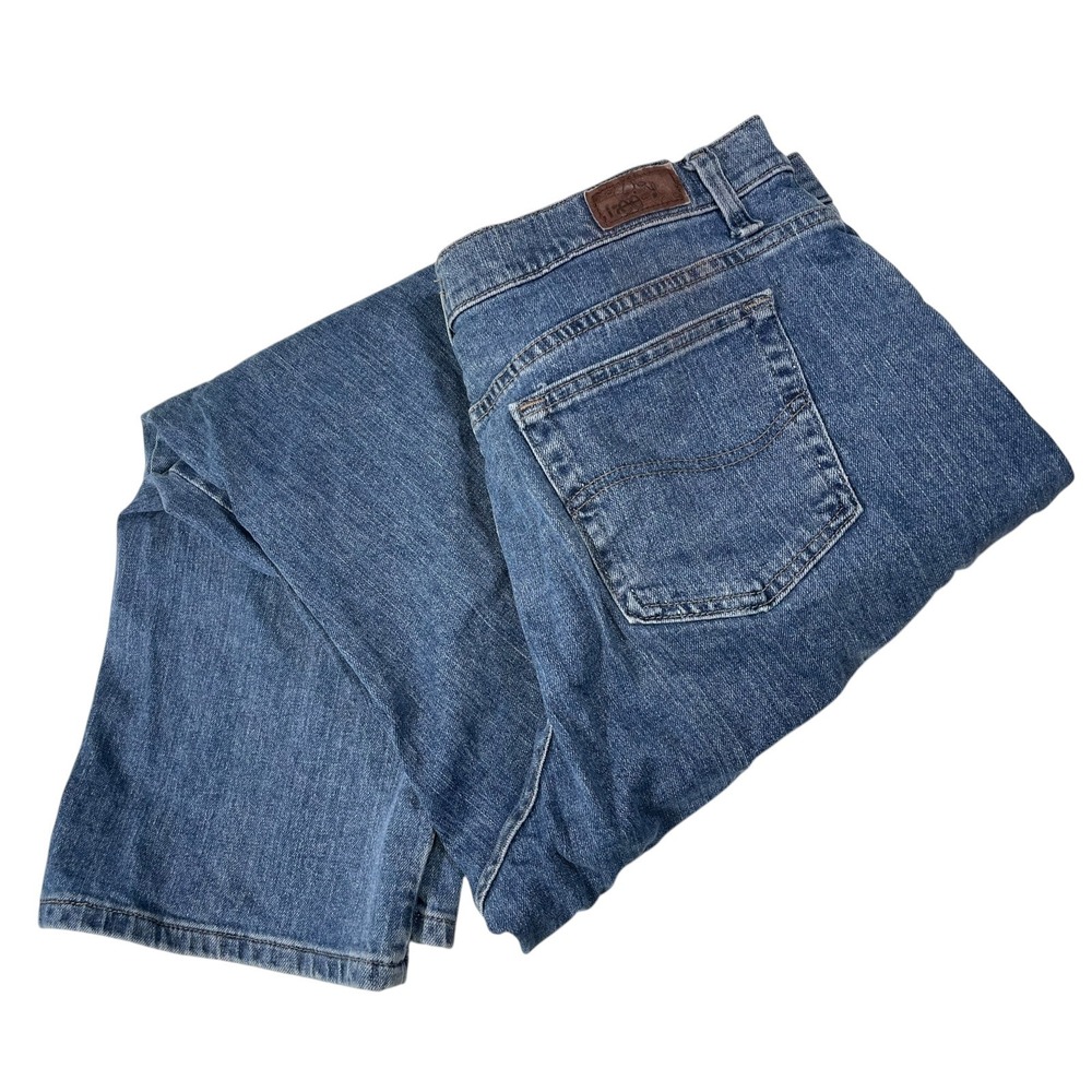 Lee 16 Short Blue Denim Relaxed Straight Leg Jeans Classic Mom Jeans Normcore